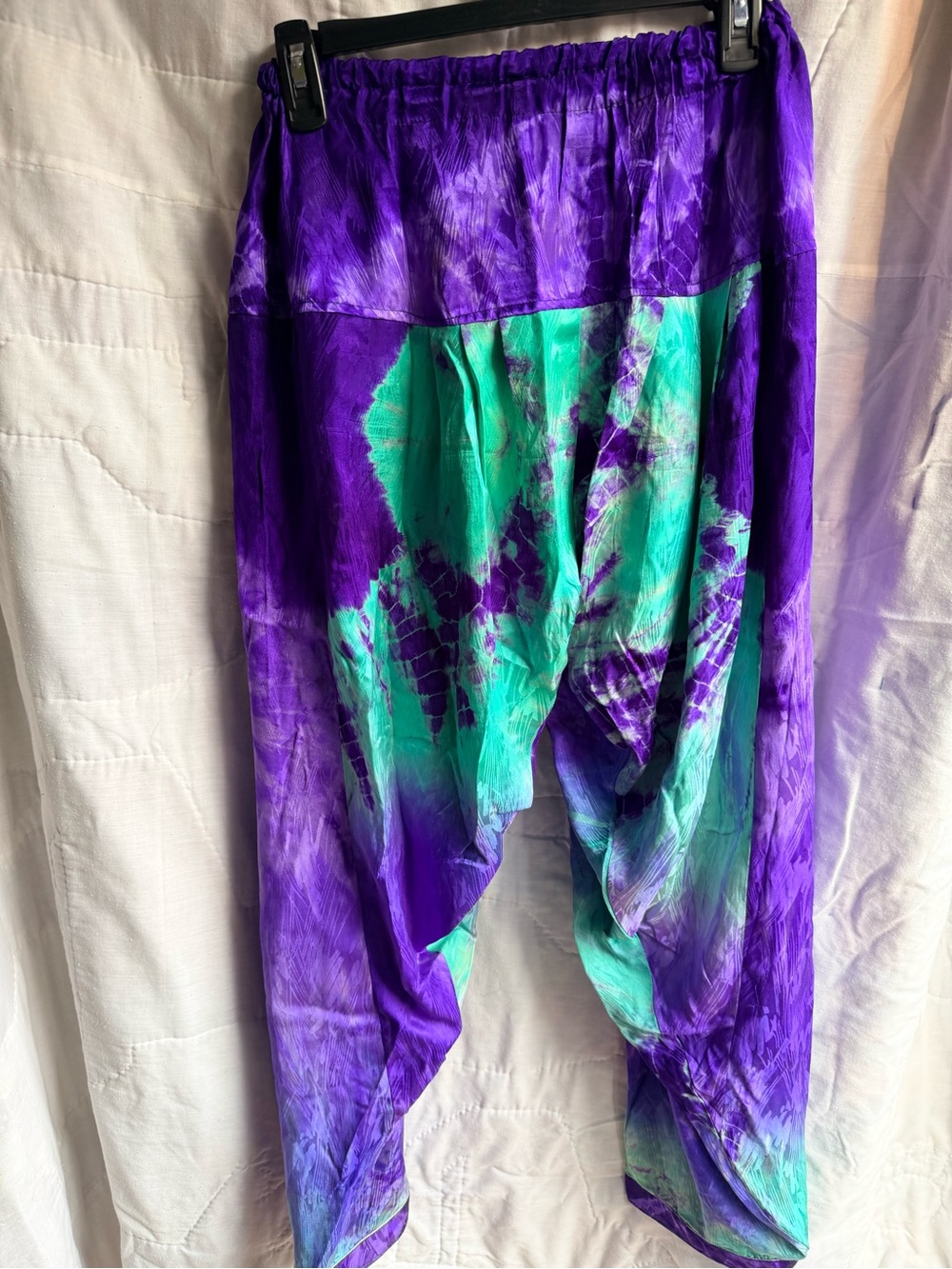 Source Unknown Purple and Teal Tie-Dye Wide Leg Jumpsuit Pants